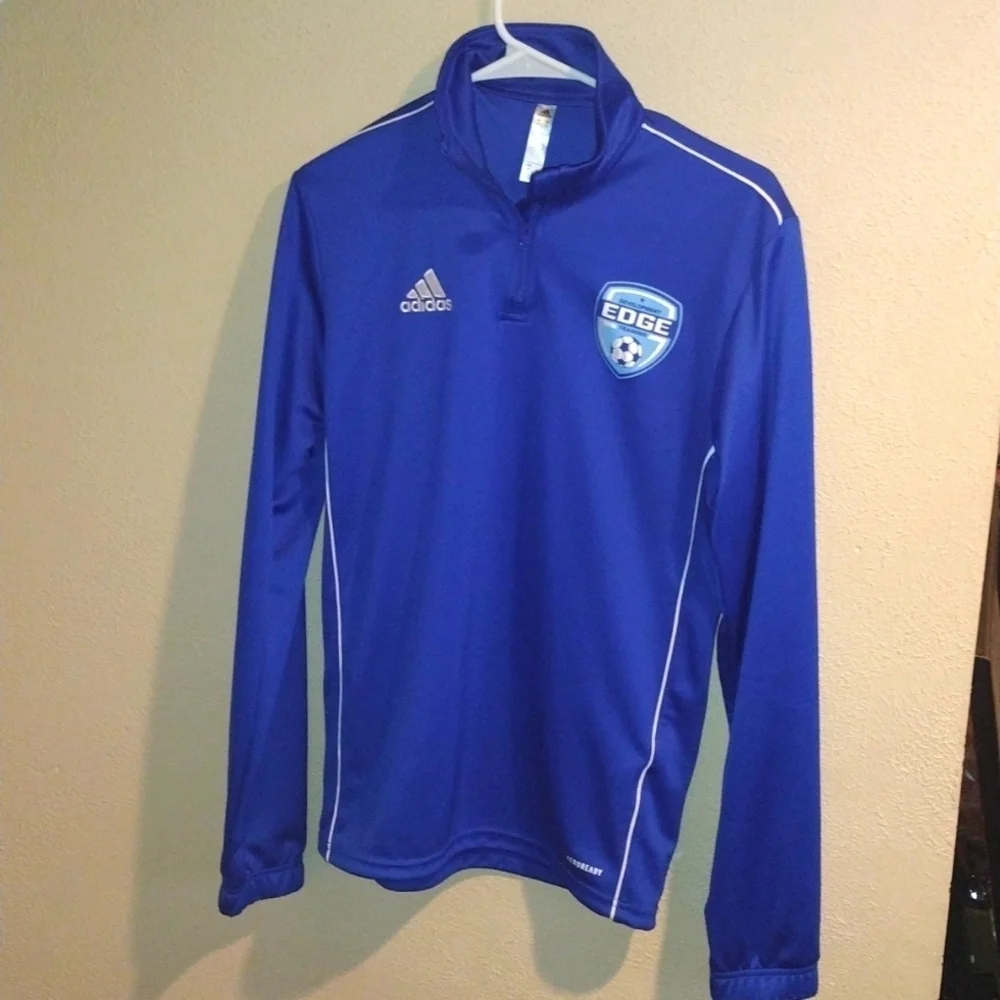 Royal Blue Quarter Zip Development Edge Training Adidas Soccer Pullover S